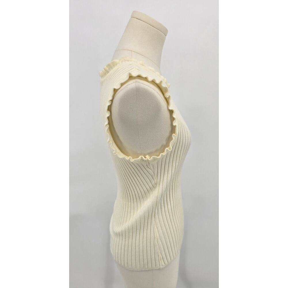 Gilli Minimalist Twee Ribbed Knit Ruffle Sleeve‎ Tank - Picture 2 of 5